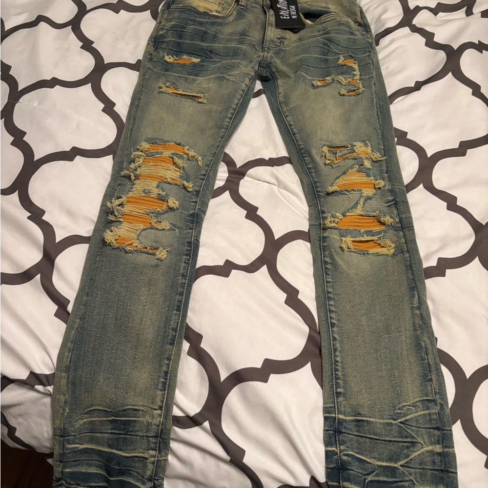Stylish Distressed Skinny Jeans - Blue